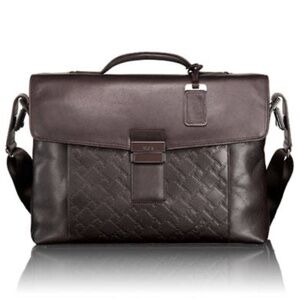 Tumi leather rare patterned messenger bag